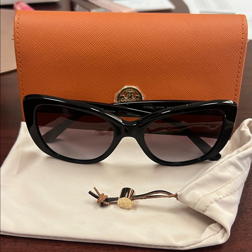 Tory Burch Black Sunglasses with Orange Case
